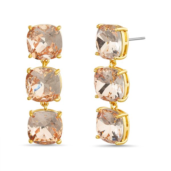 3 Tier Linear Stone Earrings