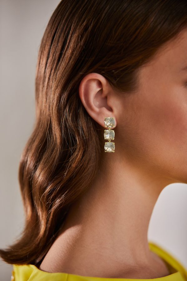 3 Tier Linear Stone Earrings - Image 2