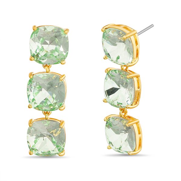 3 Tier Linear Stone Earrings - Image 3