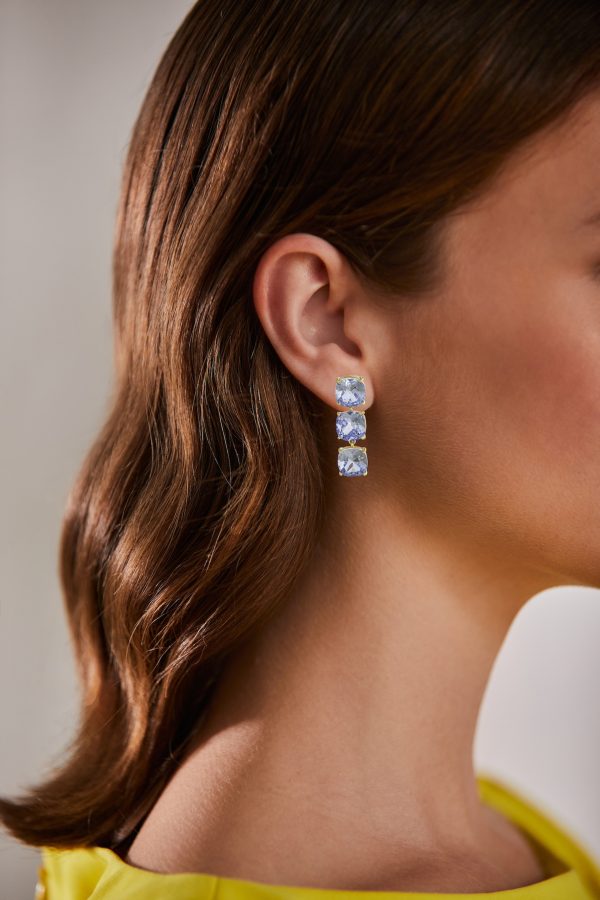 3 Tier Linear Stone Earrings - Image 6