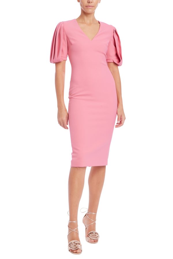 Fitted Pleated Short Sleeve Dress