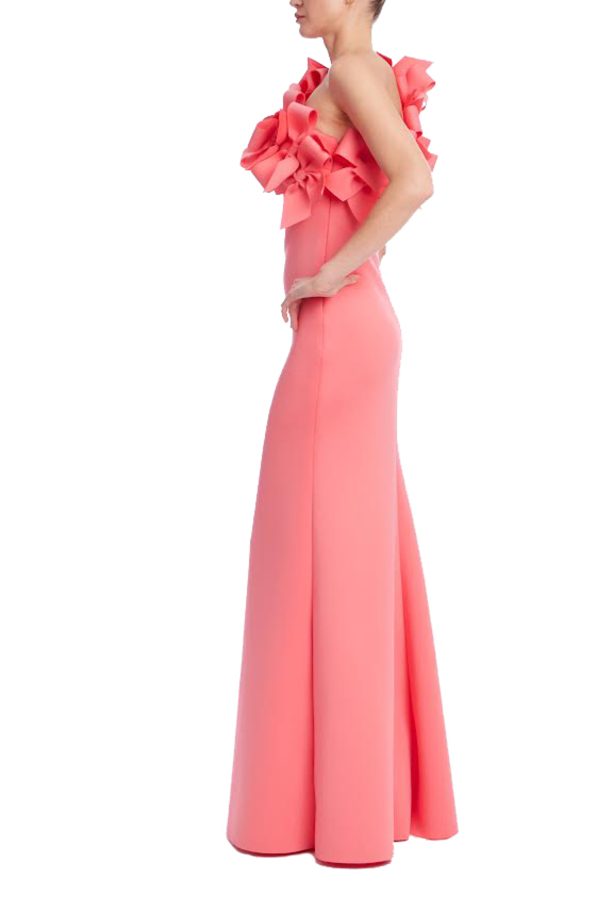 3D Bow One Shoulder Column Gown - Image 2