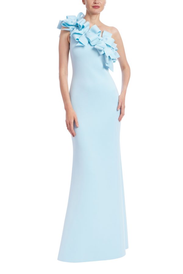 3D Bow One Shoulder Column Gown - Image 4