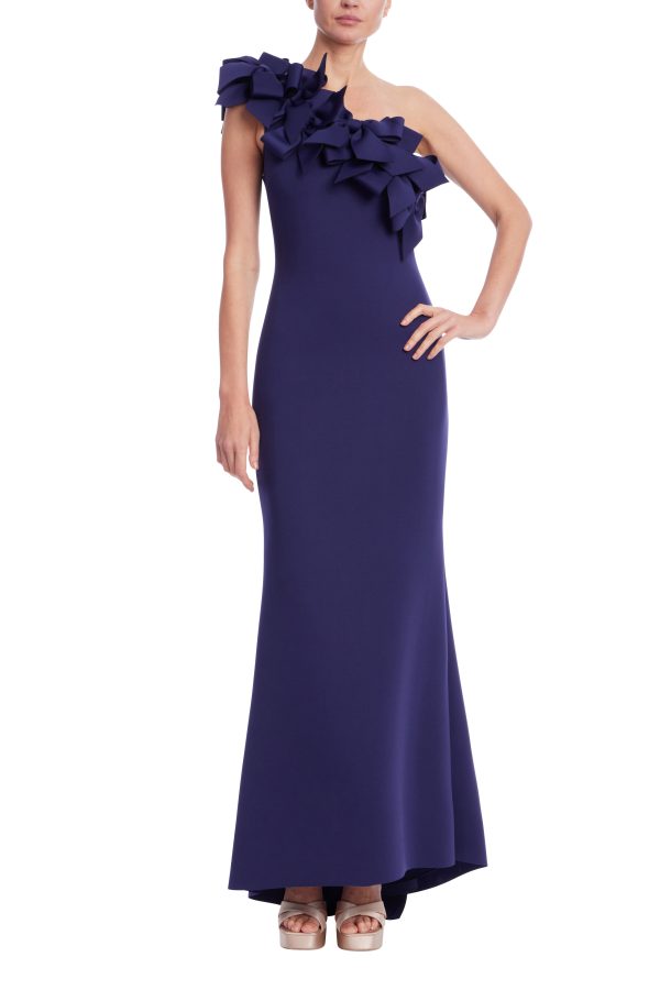 3D Bow One Shoulder Column Gown - Image 7