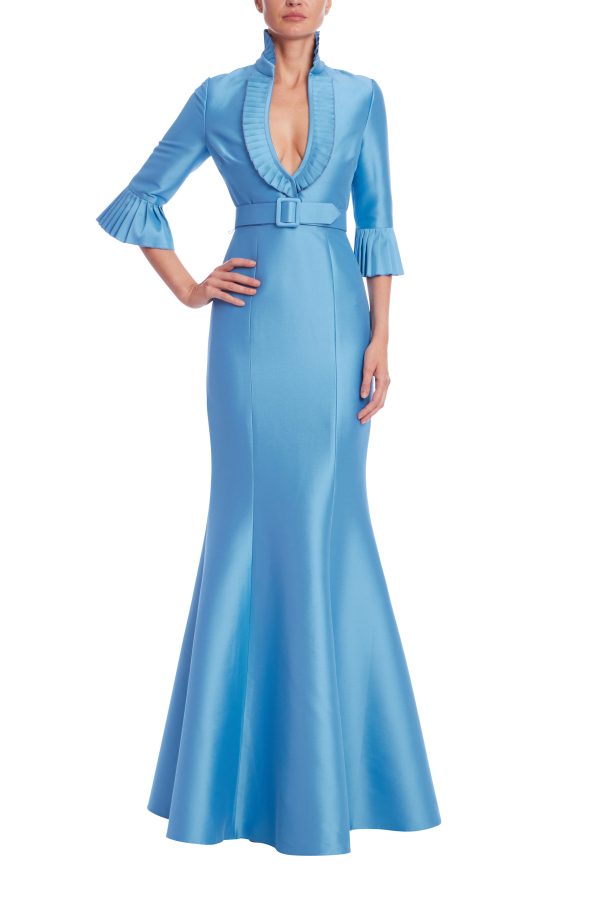 Plunge Neck Belted Shirt Gown