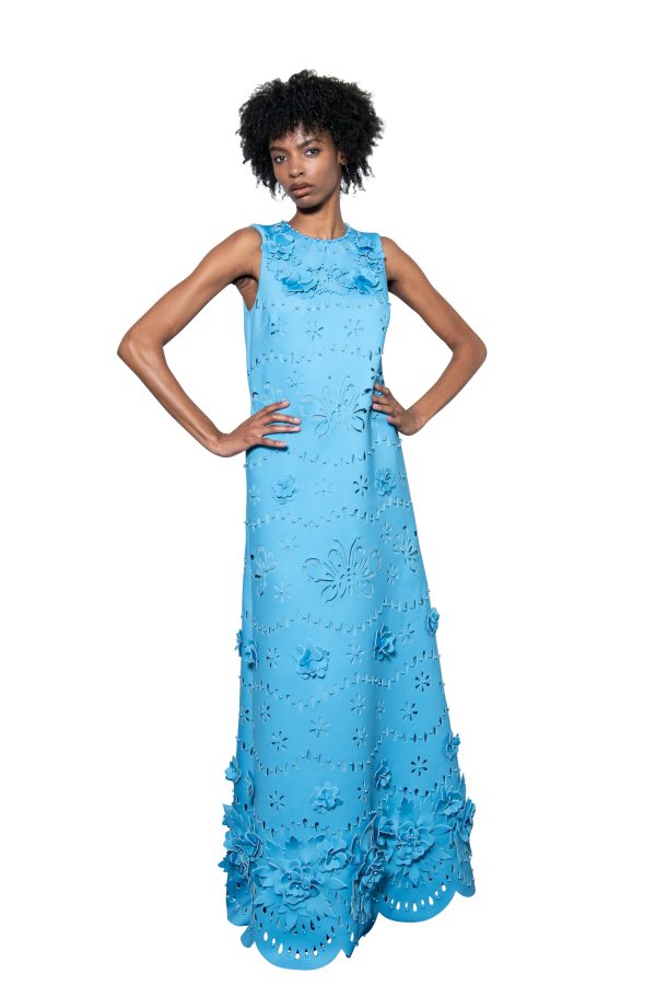 Laser Cut Flower Trapeze Gown