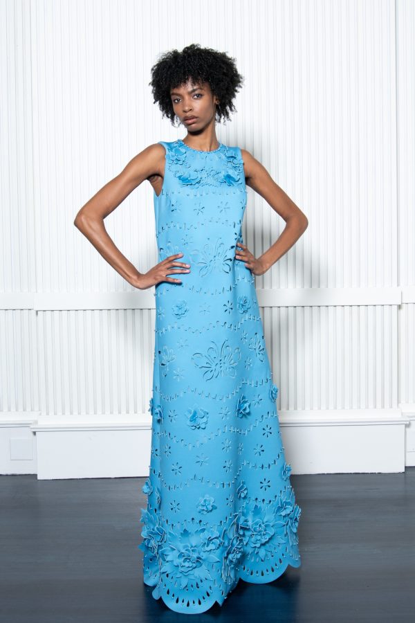 Laser Cut Flower Trapeze Gown - Image 4