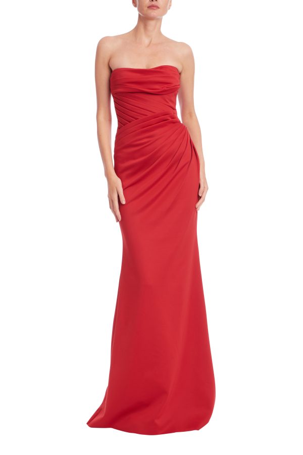 Strapless Draped Column Gown