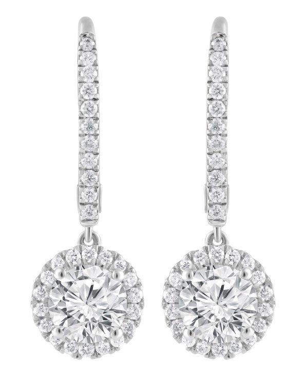 Diamond Halo Drop Earrings