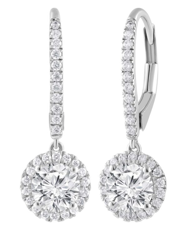 Diamond Halo Drop Earrings - Image 2