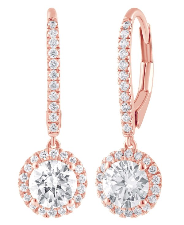 Diamond Halo Drop Earrings - Image 5