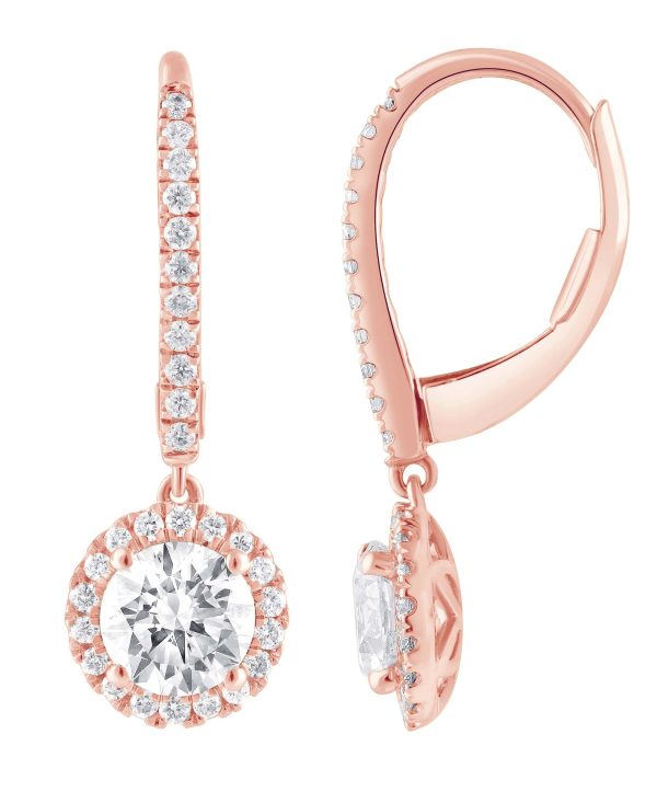 Diamond Halo Drop Earrings - Image 6