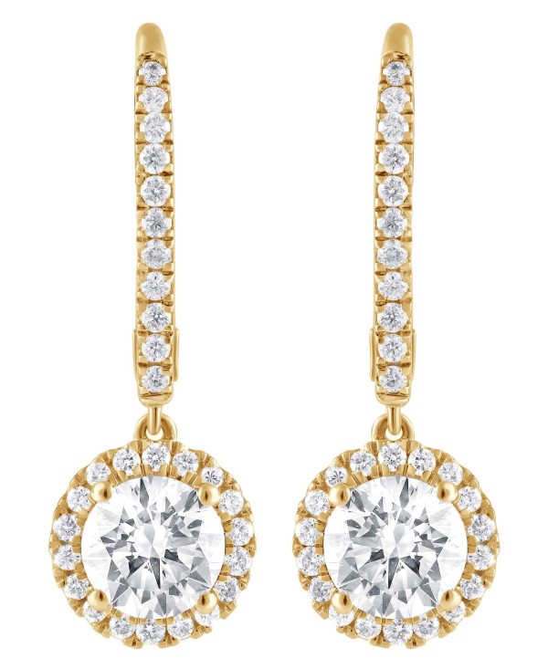 Diamond Halo Drop Earrings - Image 7