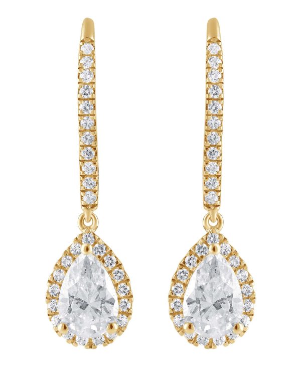 Diamond Halo Pear Drop Earrings