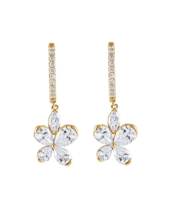 Diamond Butterfly Drop Hoop Earrings