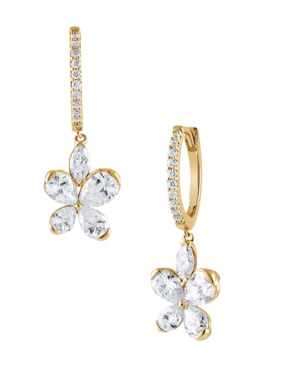 Diamond Butterfly Drop Hoop Earrings - Image 2