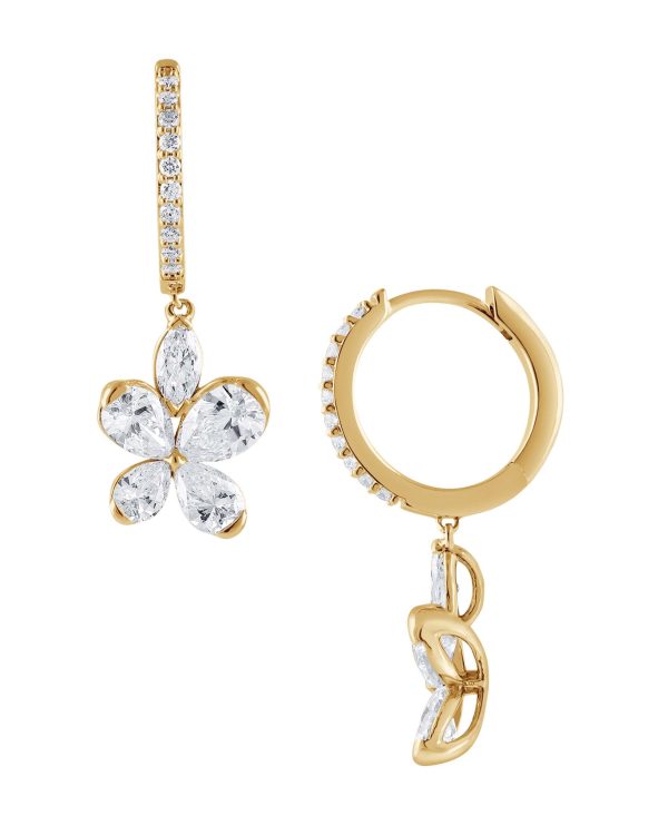 Diamond Butterfly Drop Hoop Earrings - Image 3