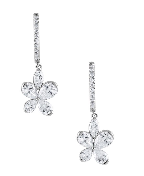 Diamond Butterfly Drop Hoop Earrings - Image 4