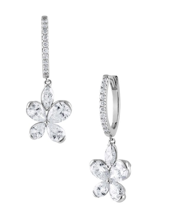 Diamond Butterfly Drop Hoop Earrings - Image 5