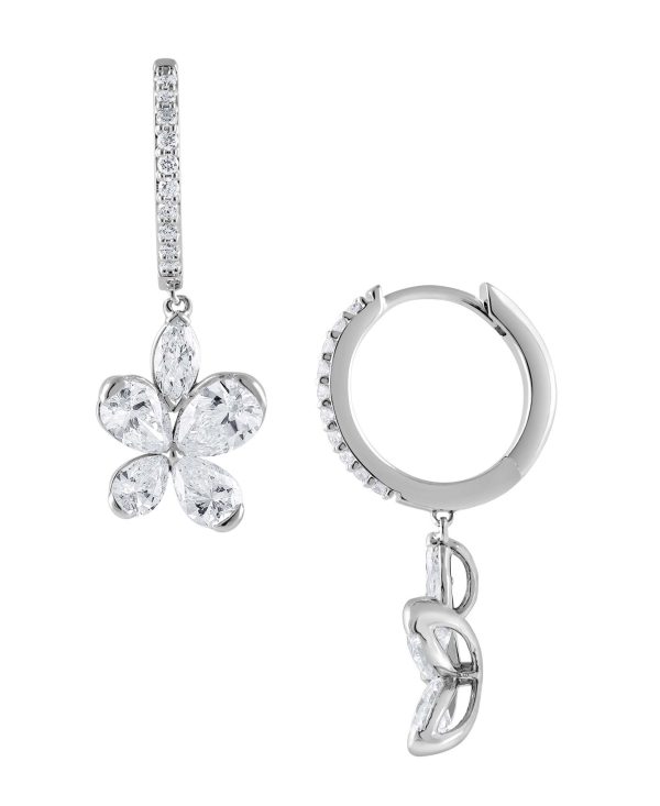Diamond Butterfly Drop Hoop Earrings - Image 6