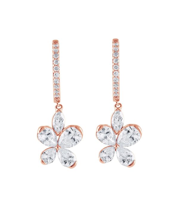 Diamond Butterfly Drop Hoop Earrings - Image 7