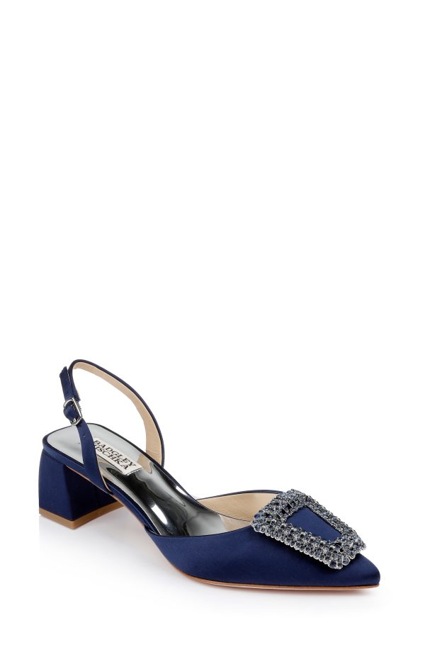 Emmie Block Heel Slingback with Crystal Buckle
