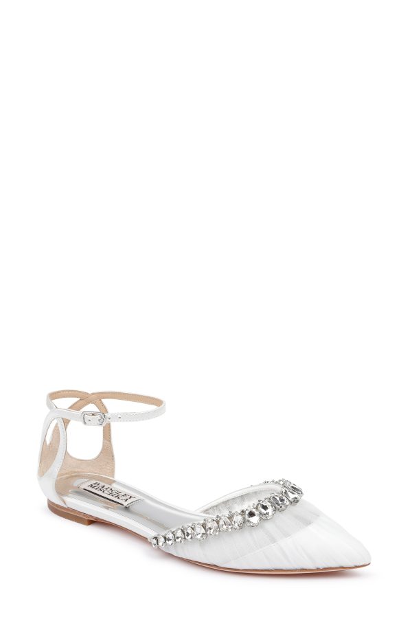 Evelynn Stone-Trimmed Satin Flats
