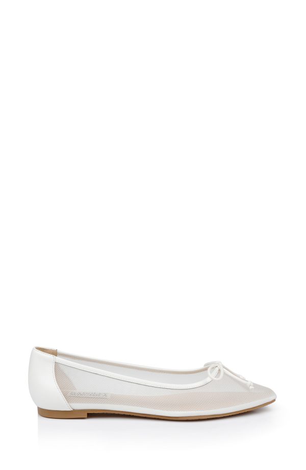 Cam Pointed Toe Leather Flats with Bow - Image 2