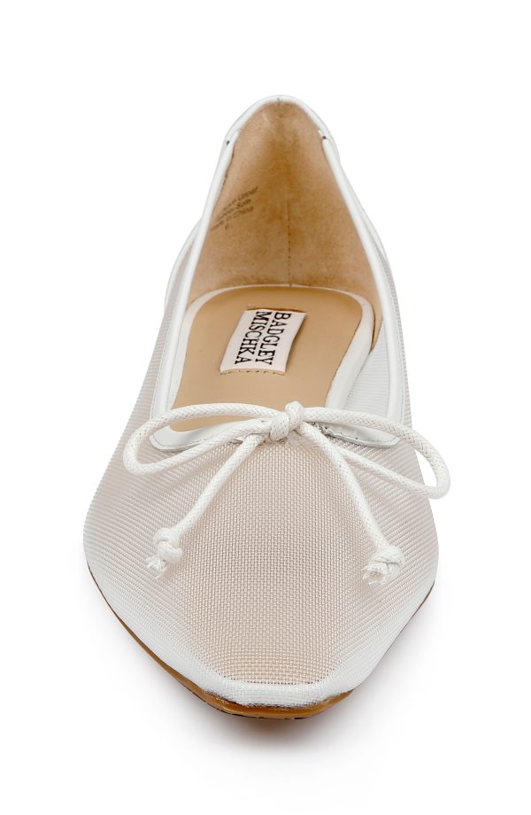 Cam Pointed Toe Leather Flats with Bow - Image 4