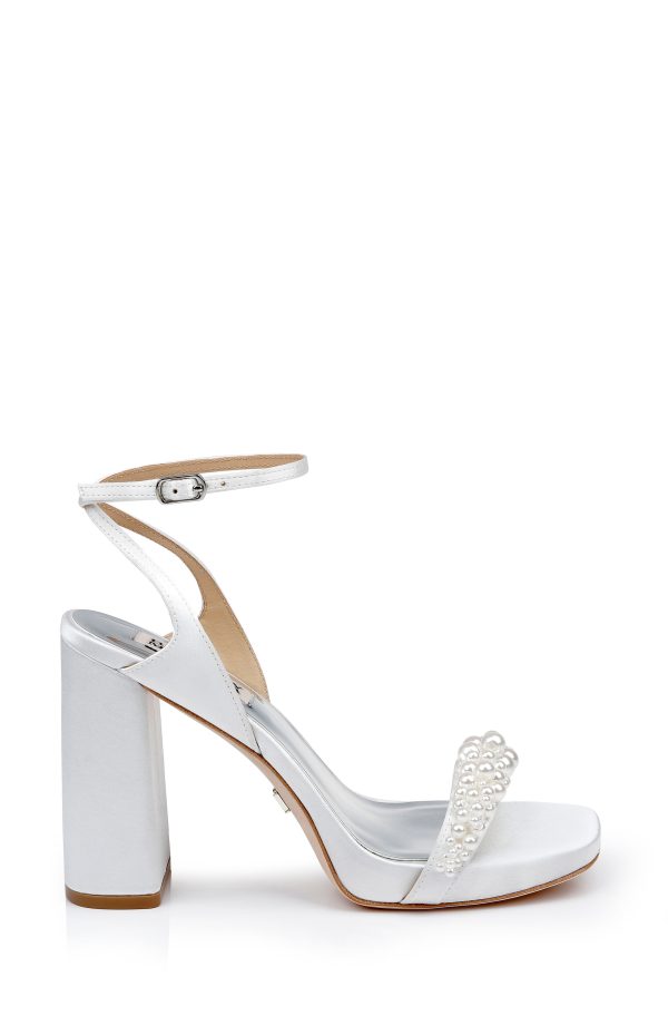 Calida Satin Block Heels with Pearled Vamp - Image 2