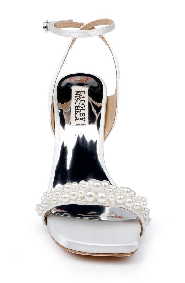 Calida Satin Block Heels with Pearled Vamp - Image 4