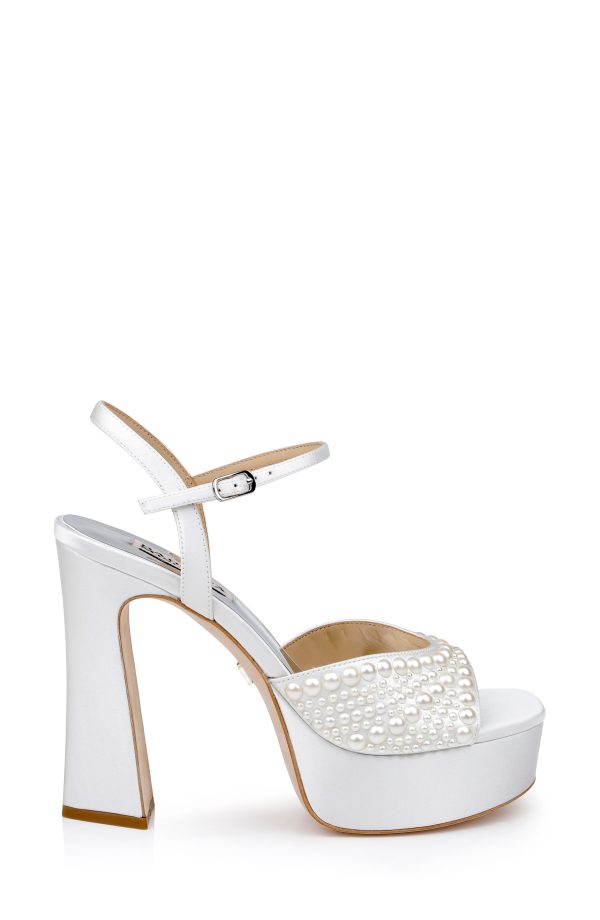 Bryleigh Satin Platform Block Heels with Bejeweled Vamp - Image 2