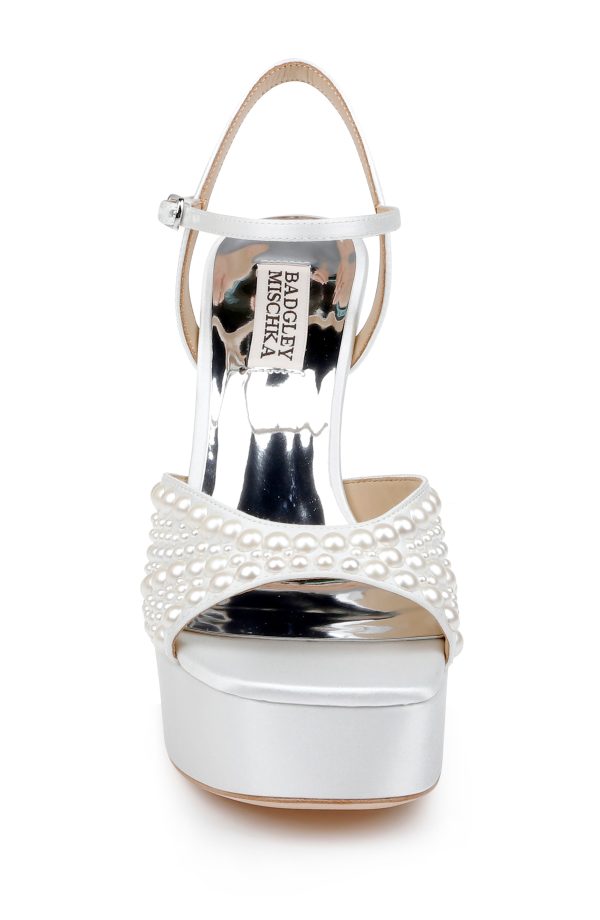Bryleigh Satin Platform Block Heels with Bejeweled Vamp - Image 4