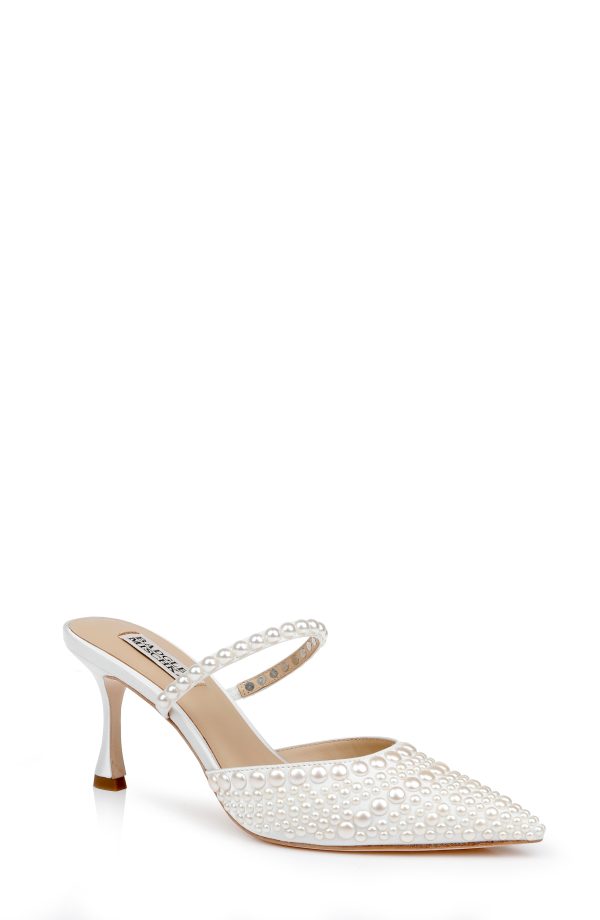 Duchess Pointed Toe Pearl Heeled Mules