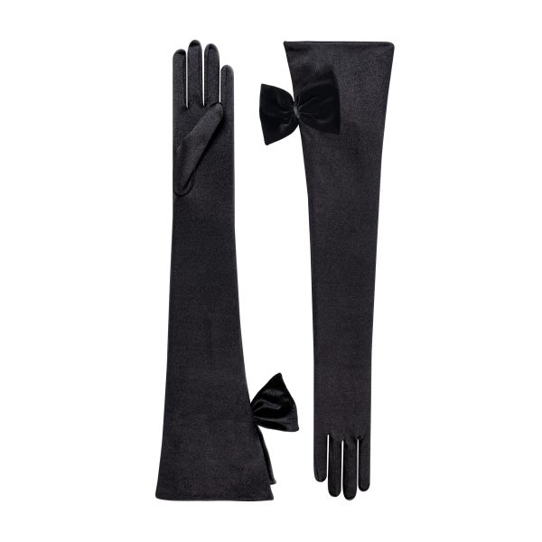 Petroula Satin Opera Glove with Velvet Bow